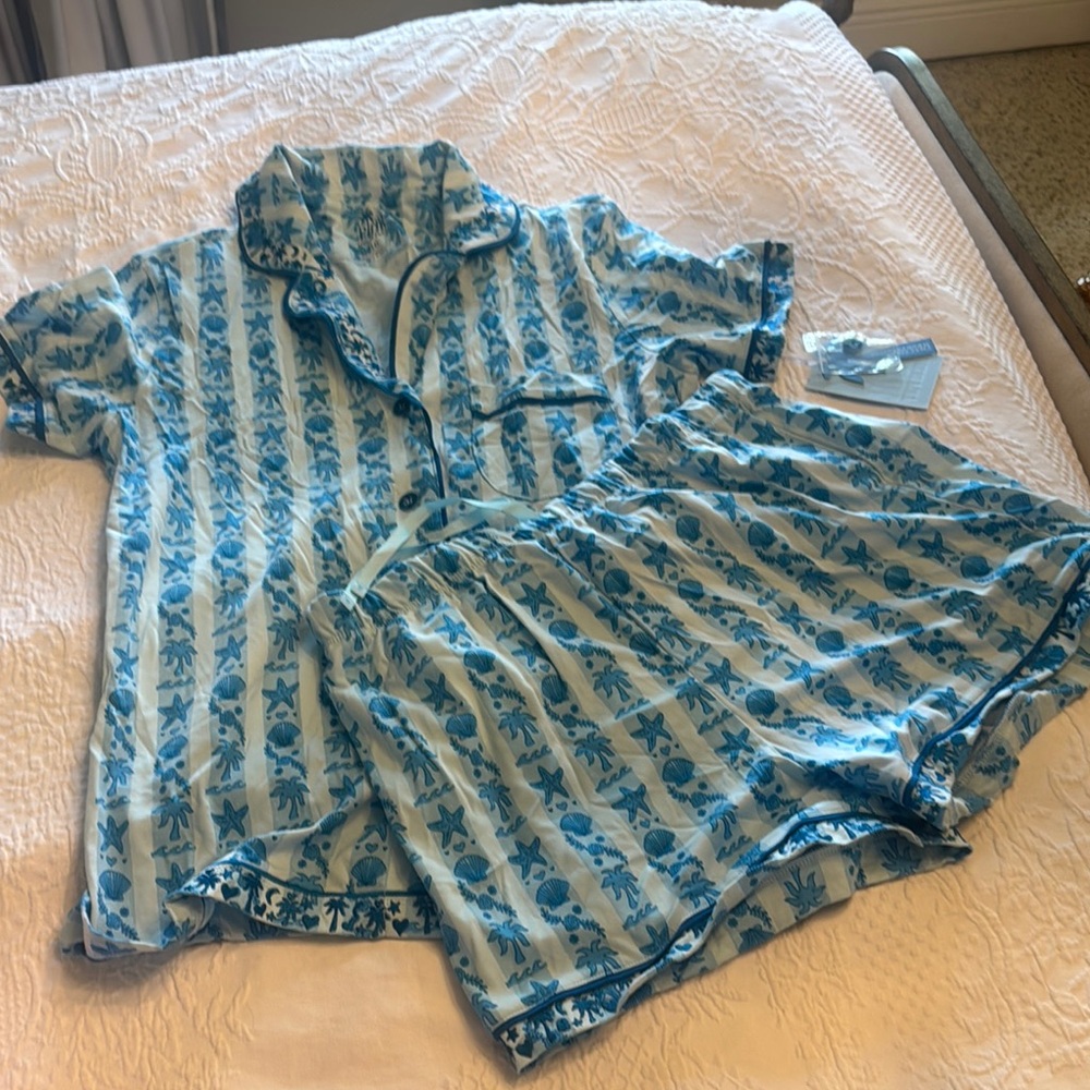 Classic Blue and White Striped Pajama Set